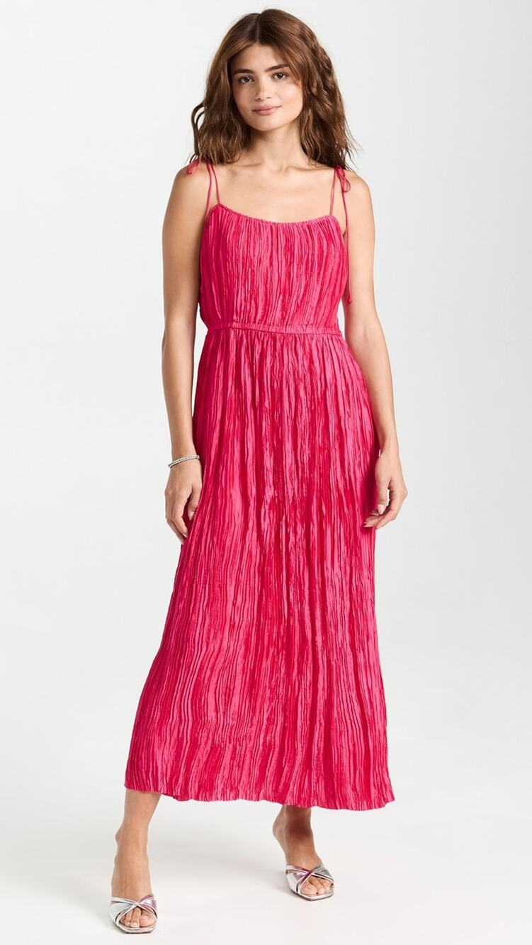 NWT Ulla Johnson Orchid Pink "Orca" Dress Pliss Satin Crush Pleat Detail Size 8